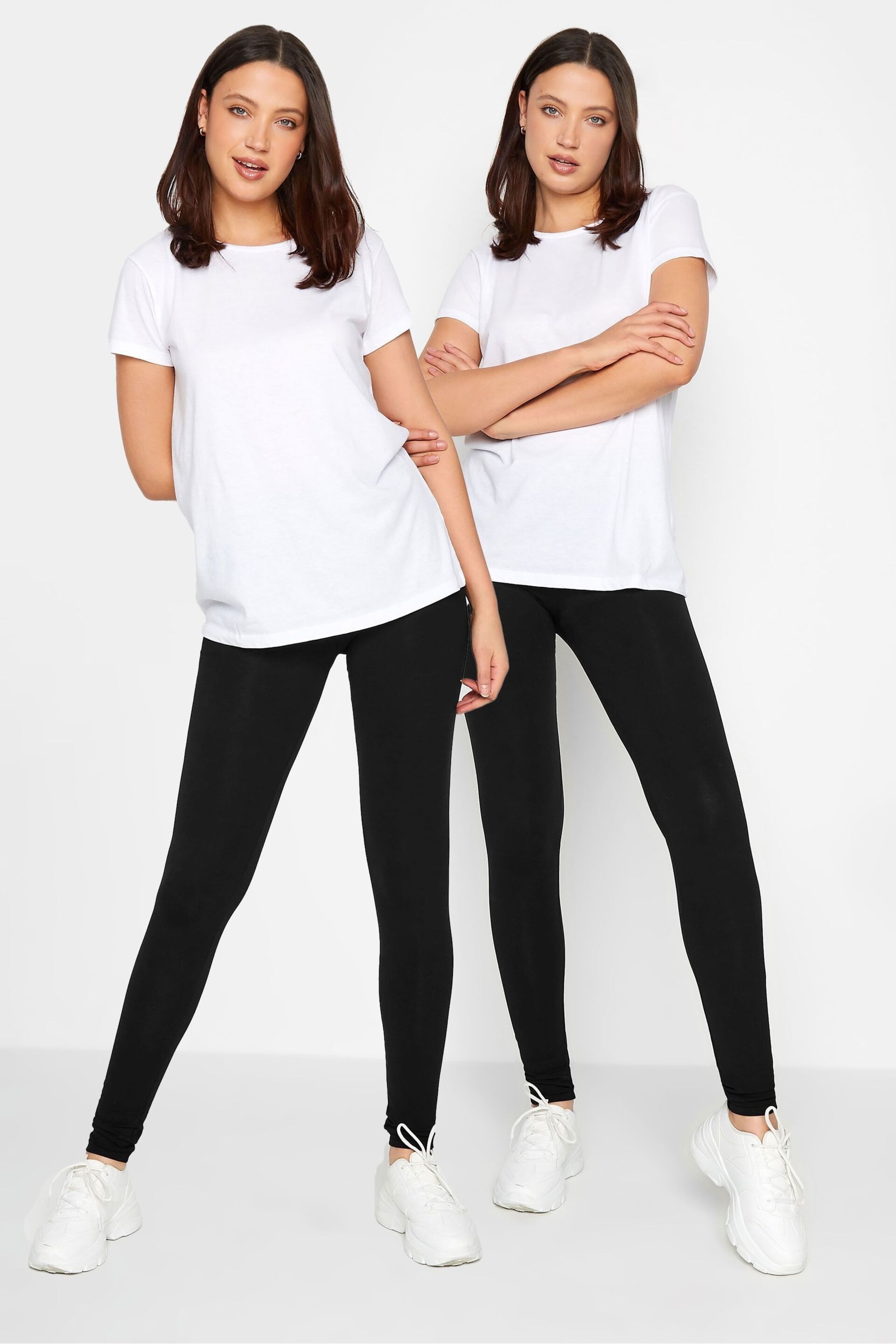 Long Tall Sally Black Stretch Cotton Leggings 2 Pack - Image 1 of 4