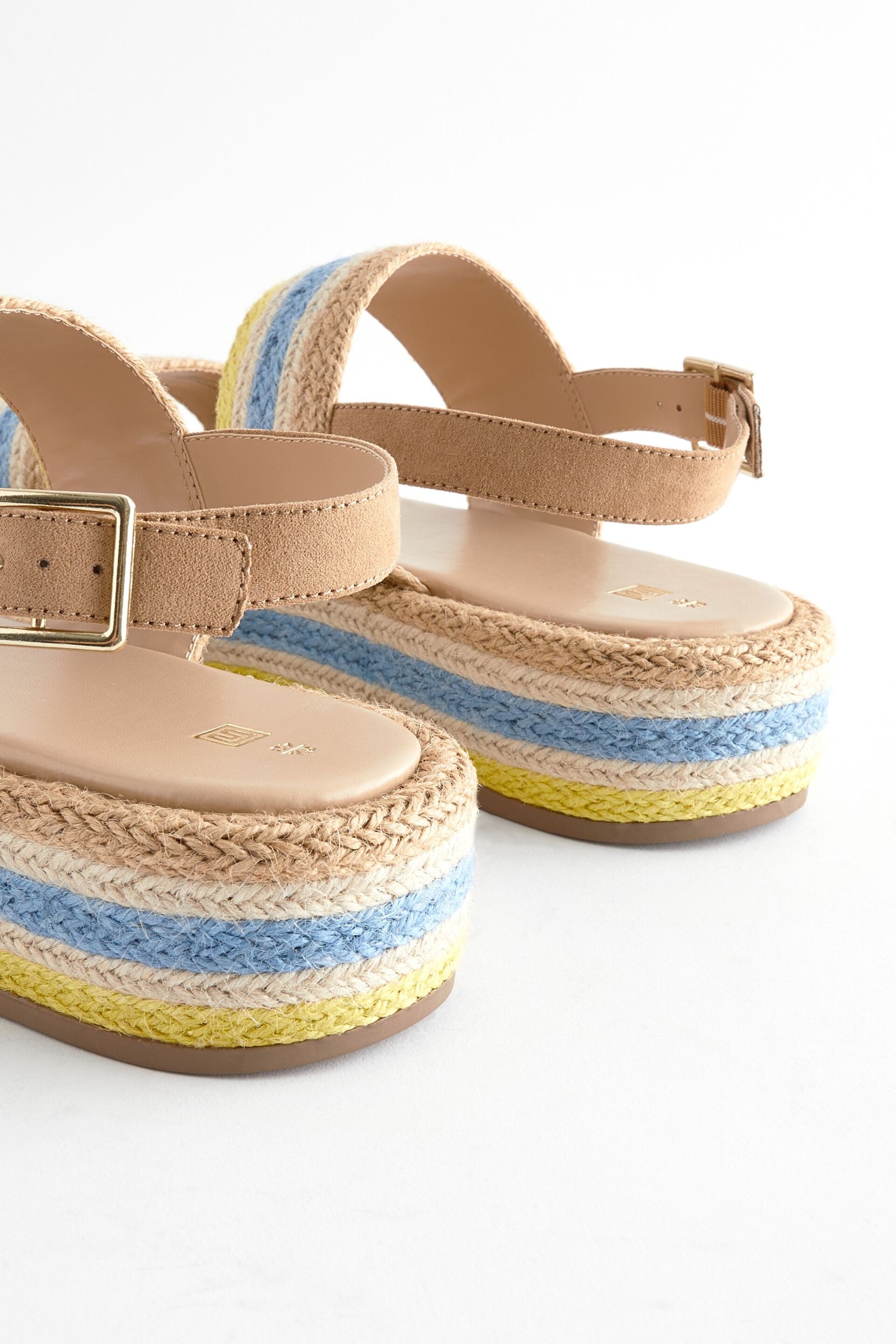 Blue/Yellow Espadrille Flatform Sandals - Image 5 of 8