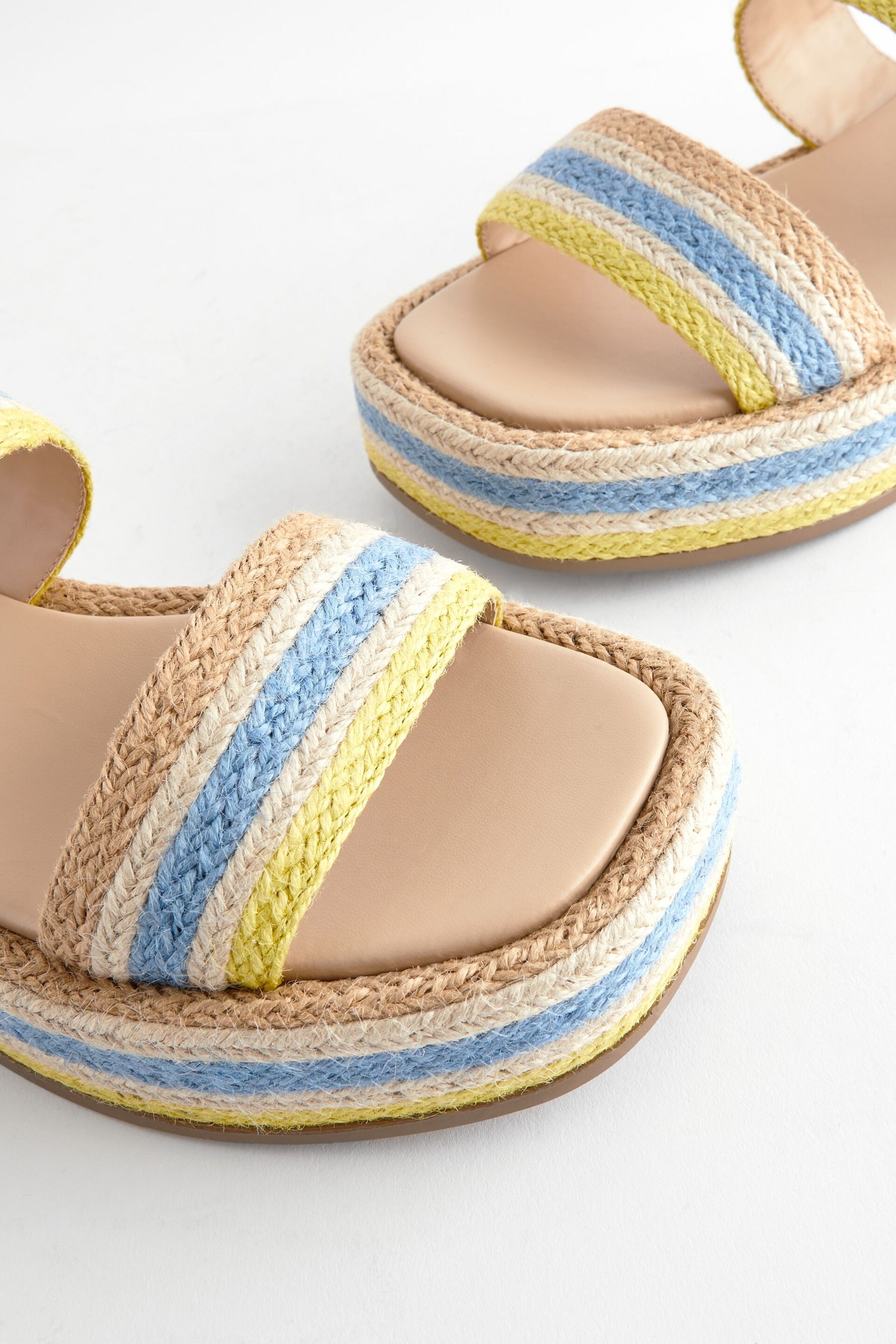 Blue/Yellow Espadrille Flatform Sandals - Image 6 of 8