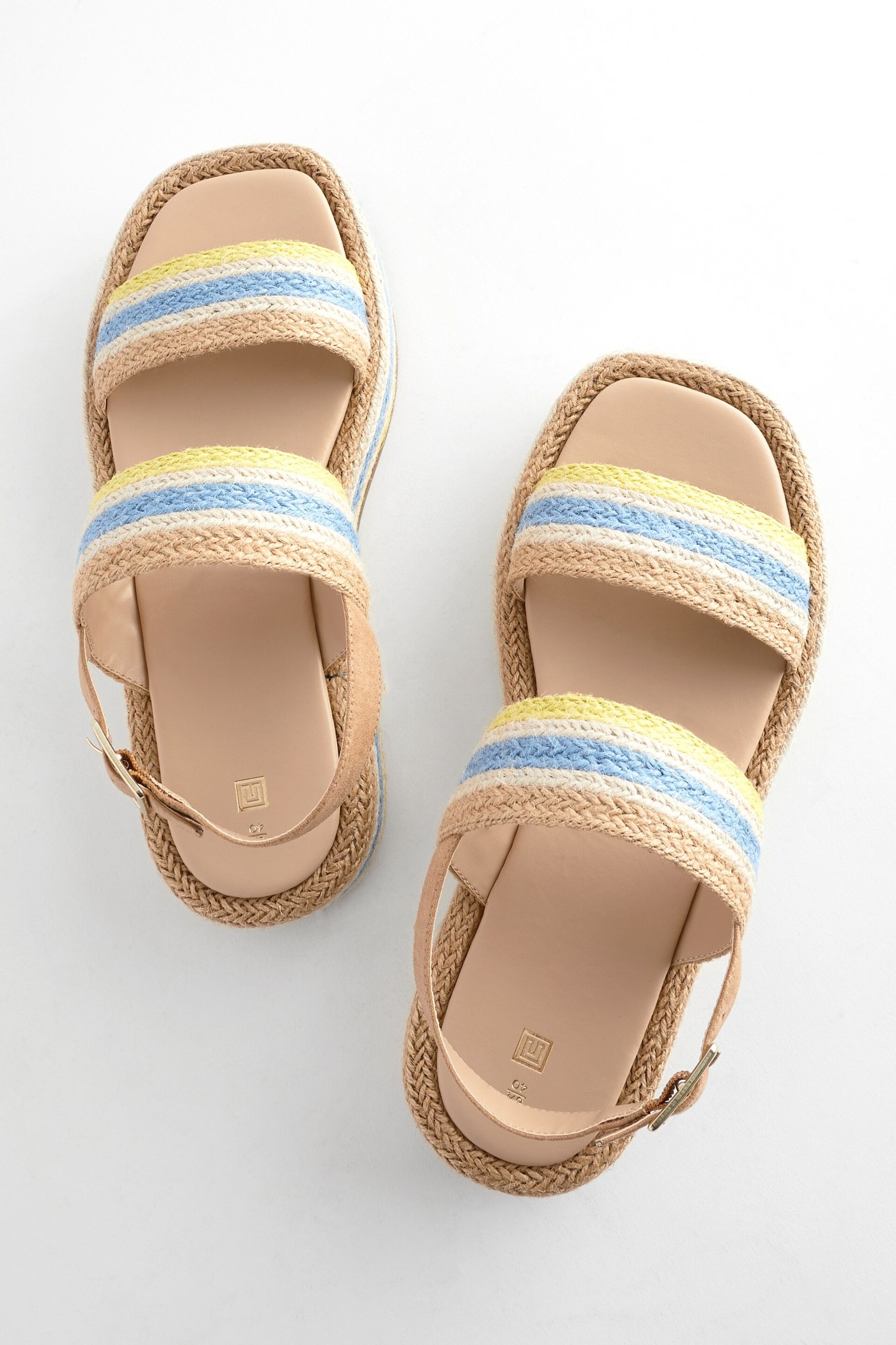 Blue/Yellow Espadrille Flatform Sandals - Image 8 of 8