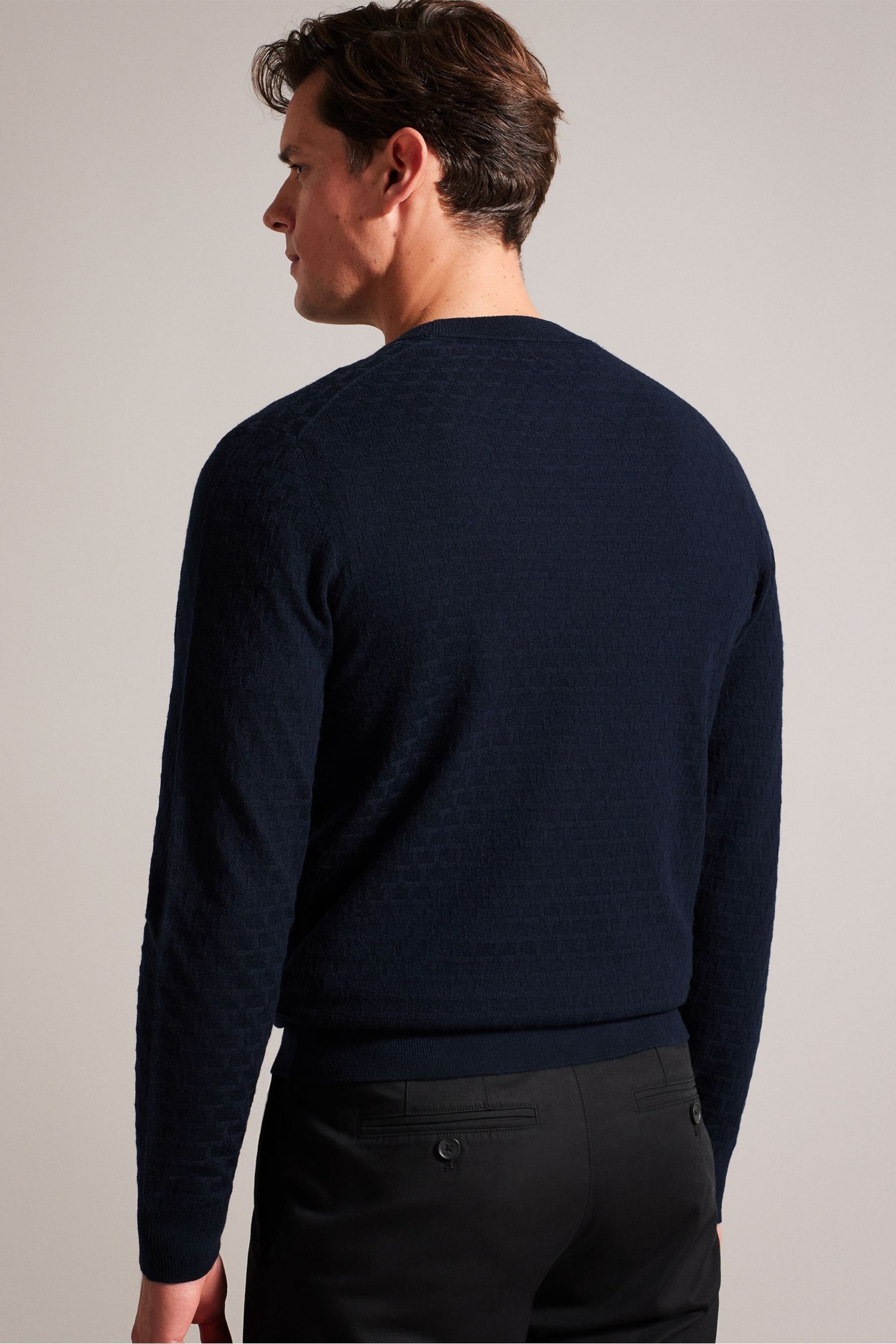 Ted Baker Blue Loung Long Sleeve T Stitch Crew Neck T-Shirt - Image 2 of 5