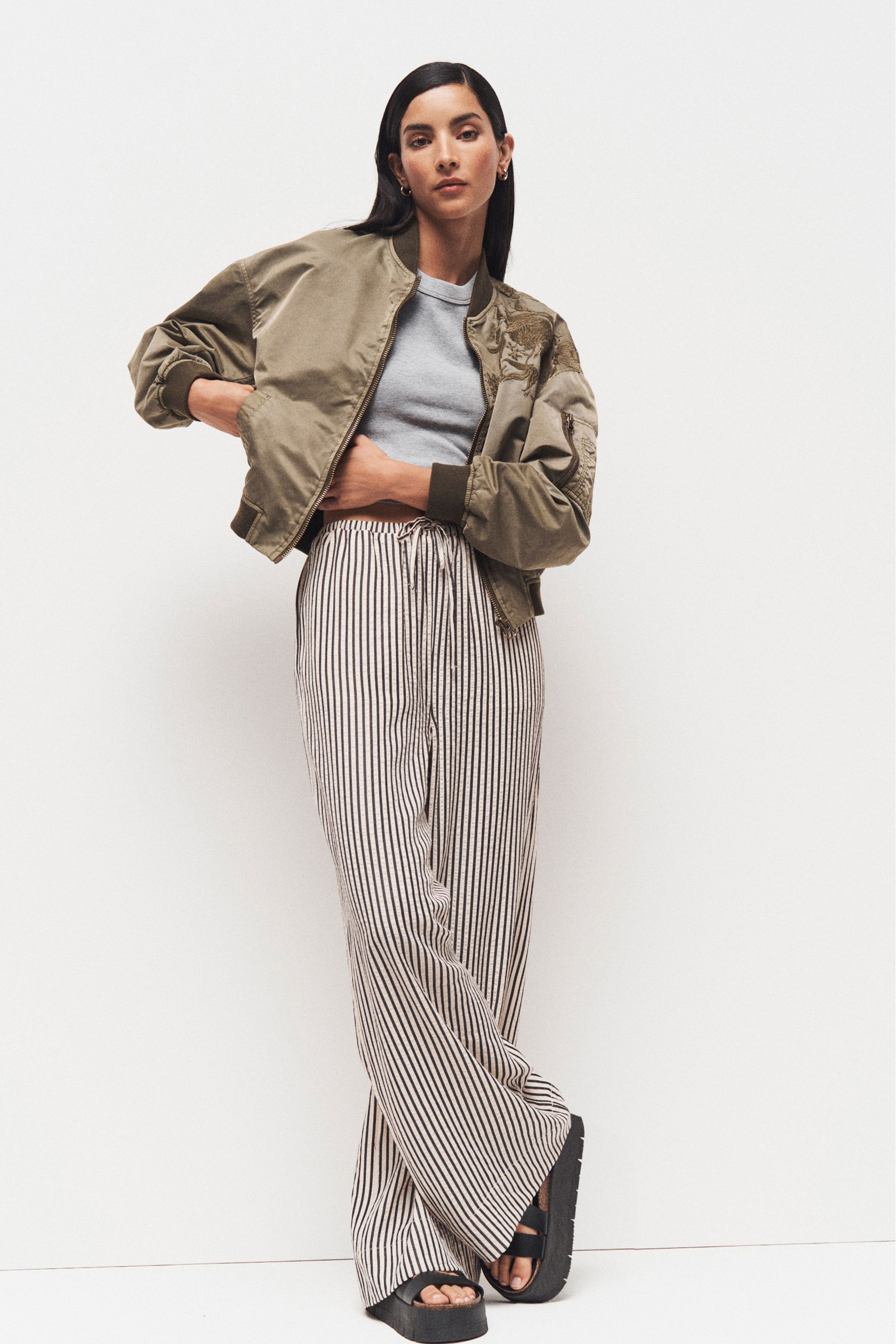 Buy Black and White Textured Stripe Wide Leg Trousers from the Next UK online shop