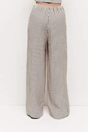 Black and White Textured Stripe Wide Leg Trousers - Image 3 of 6