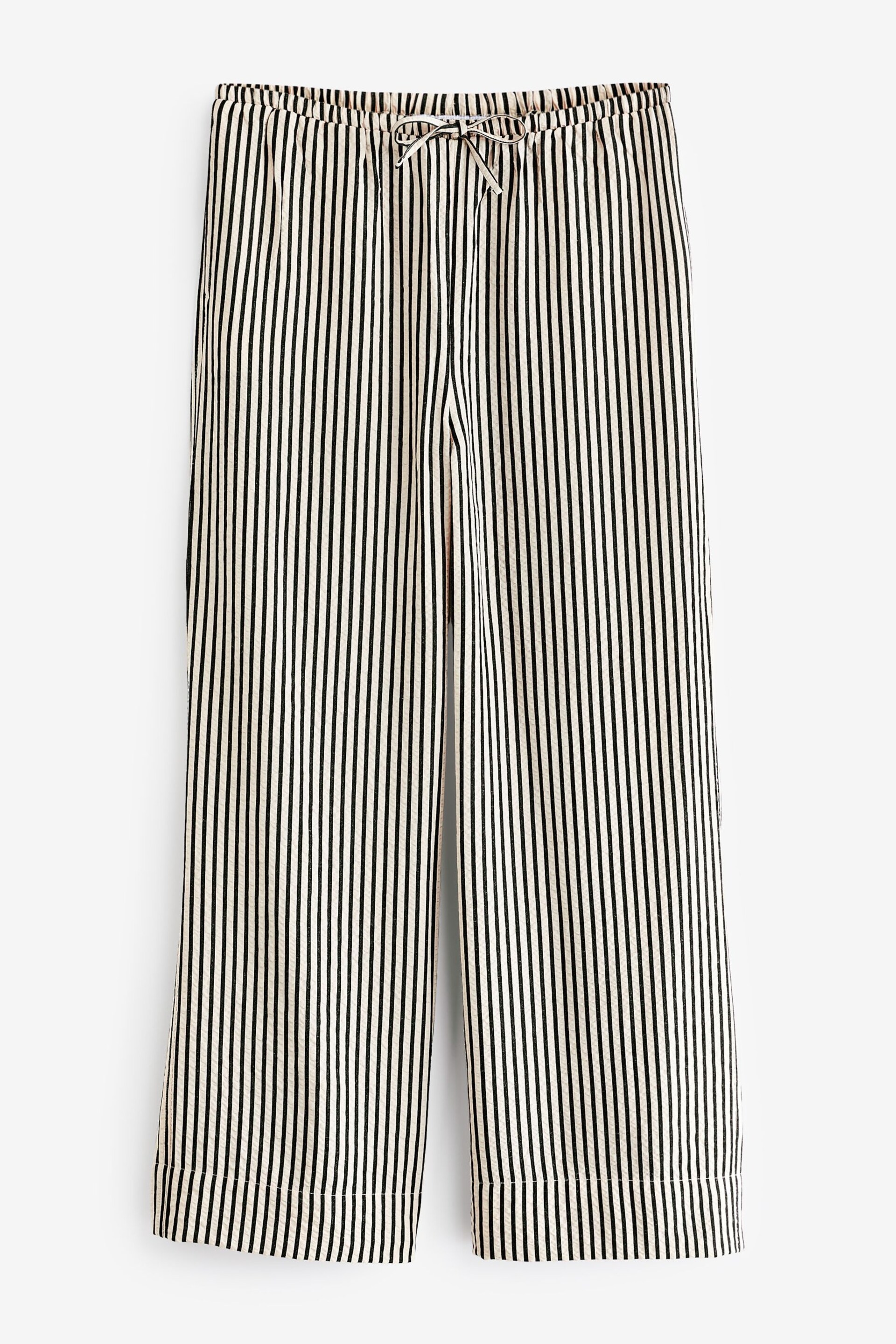 Black and White Textured Stripe Wide Leg Trousers - Image 5 of 6