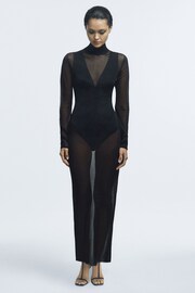 Reiss Black Imelda Sheer Knitted Maxi Dress - Image 1 of 5