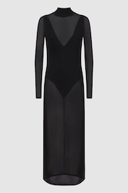 Reiss Black Imelda Sheer Knitted Maxi Dress - Image 2 of 5