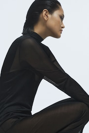 Reiss Black Imelda Sheer Knitted Maxi Dress - Image 3 of 5