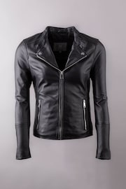 Lakeland Leather Grey Nateby Centre Zip Leather Biker Jacket - Image 6 of 7