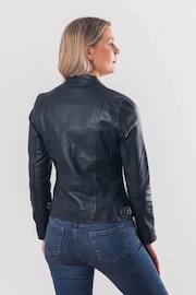 Lakeland Leather Blue Nateby Centre Zip Leather Biker Jacket - Image 4 of 13