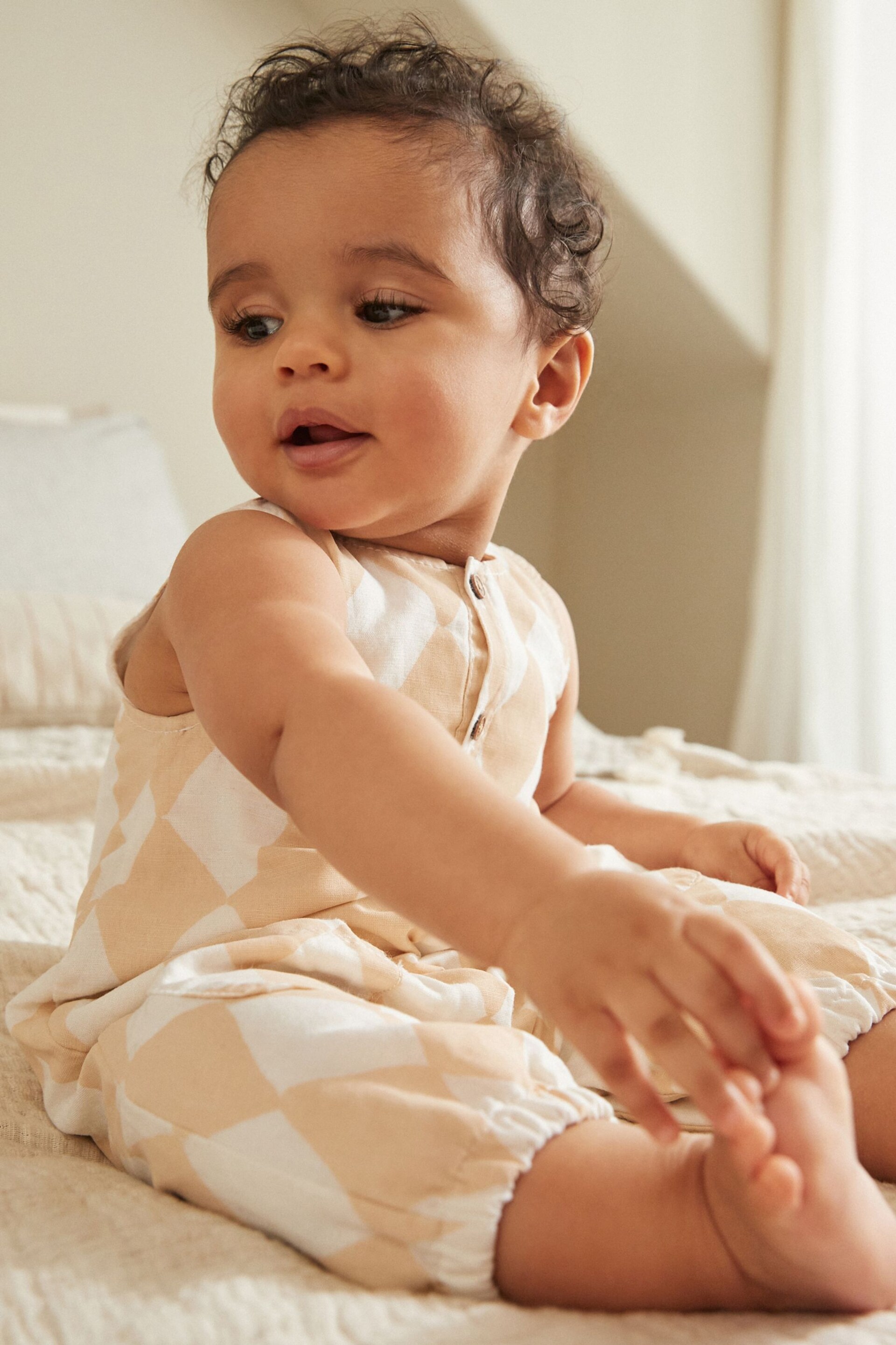 Neutral Harlequin Baby Woven Romper (0mths-2yrs) - Image 8 of 8