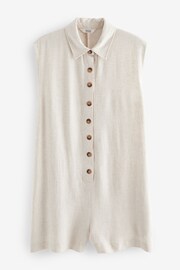 Natural Button Down Romper Playsuit With Linen - Image 5 of 6