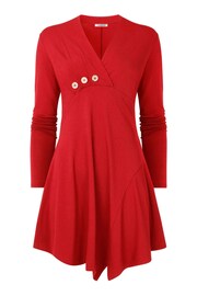 Joe Browns Red Button Detail V-Neck Long Sleeve Tunic Top - Image 5 of 5