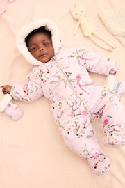 Baker by Ted Baker Pink Padded Peplum Snowsuit - Image 1 of 7