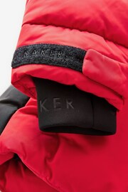 Baker by Ted Baker Red Shower Resistant Belted Padded Coat - Image 5 of 7