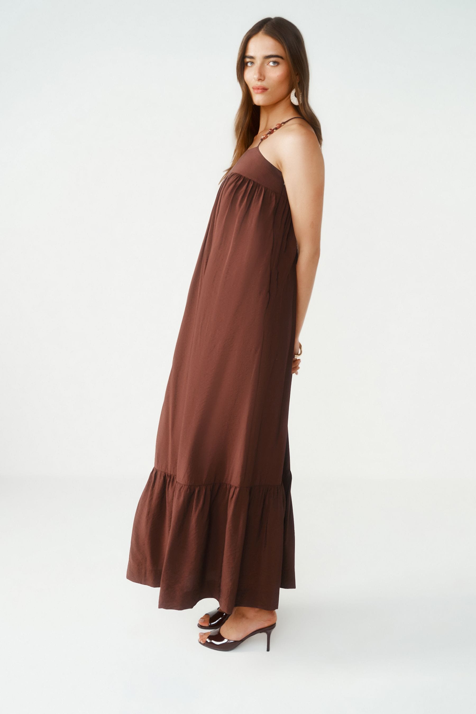 Buy Brown Beaded Maxi Summer Dress from Next Luxembourg
