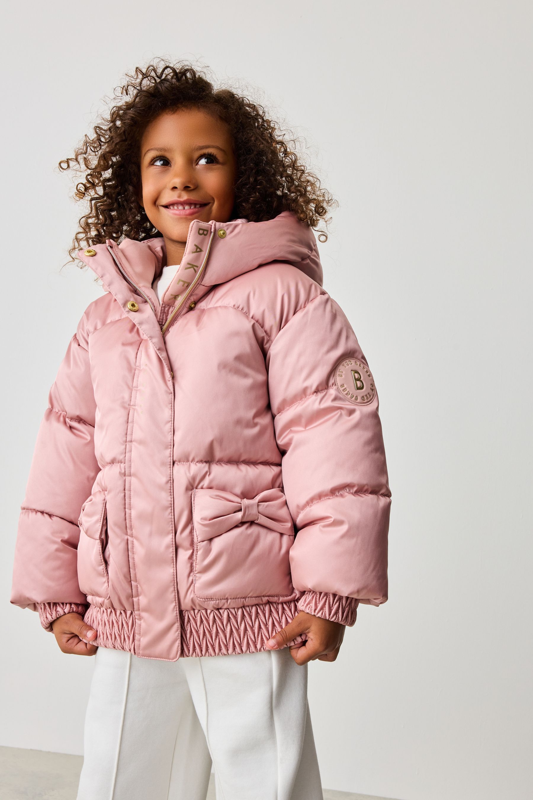 Buy Baker by Ted Baker Pink Shower Resistant Bow Pocket Padded Coat from the Next UK online shop