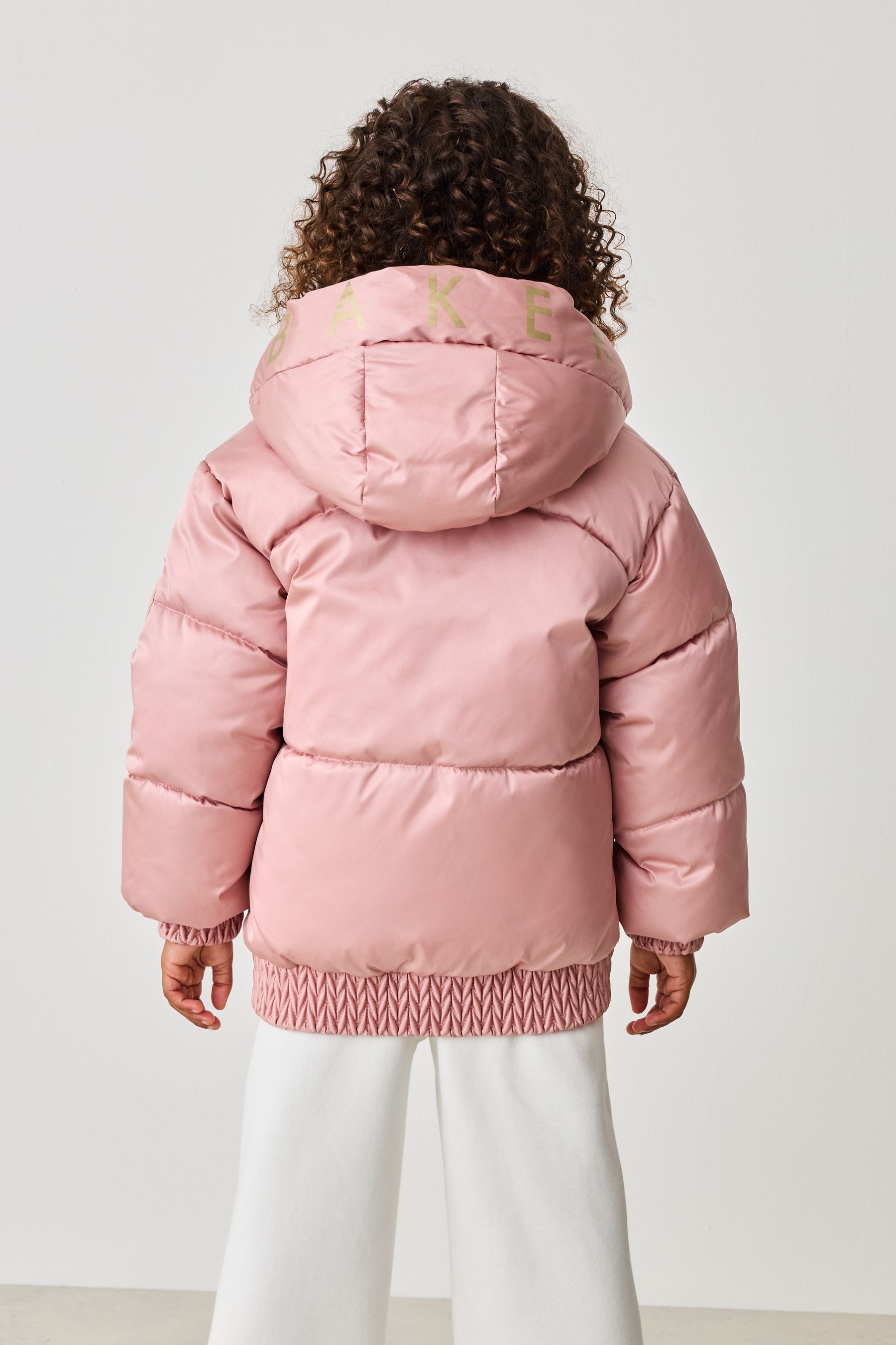 Baker by Ted Baker Pink Shower Resistant Bow Pocket Padded Coat