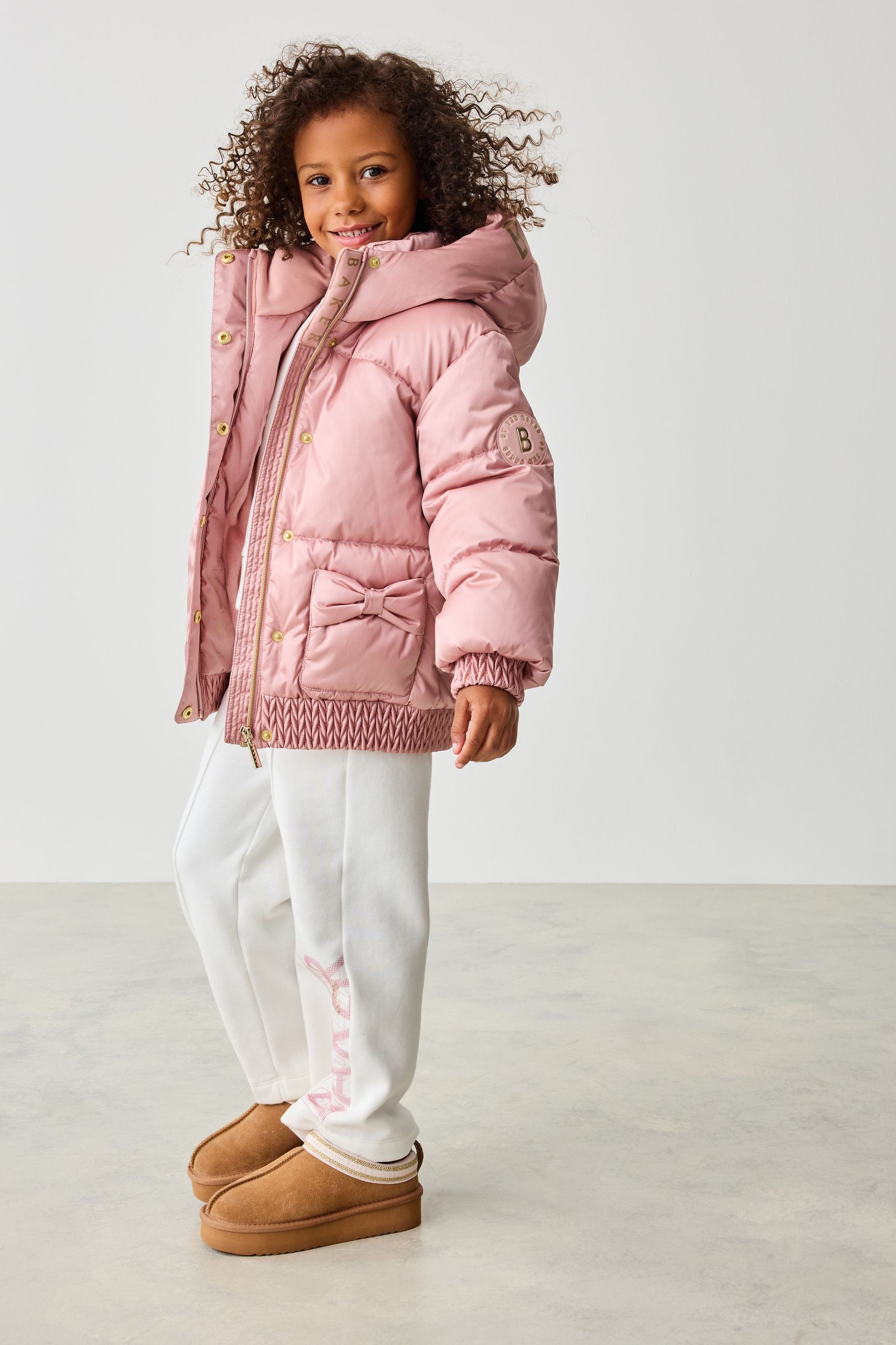 Buy Baker by Ted Baker Pink Shower Resistant Bow Pocket Padded Coat from the Next UK online shop