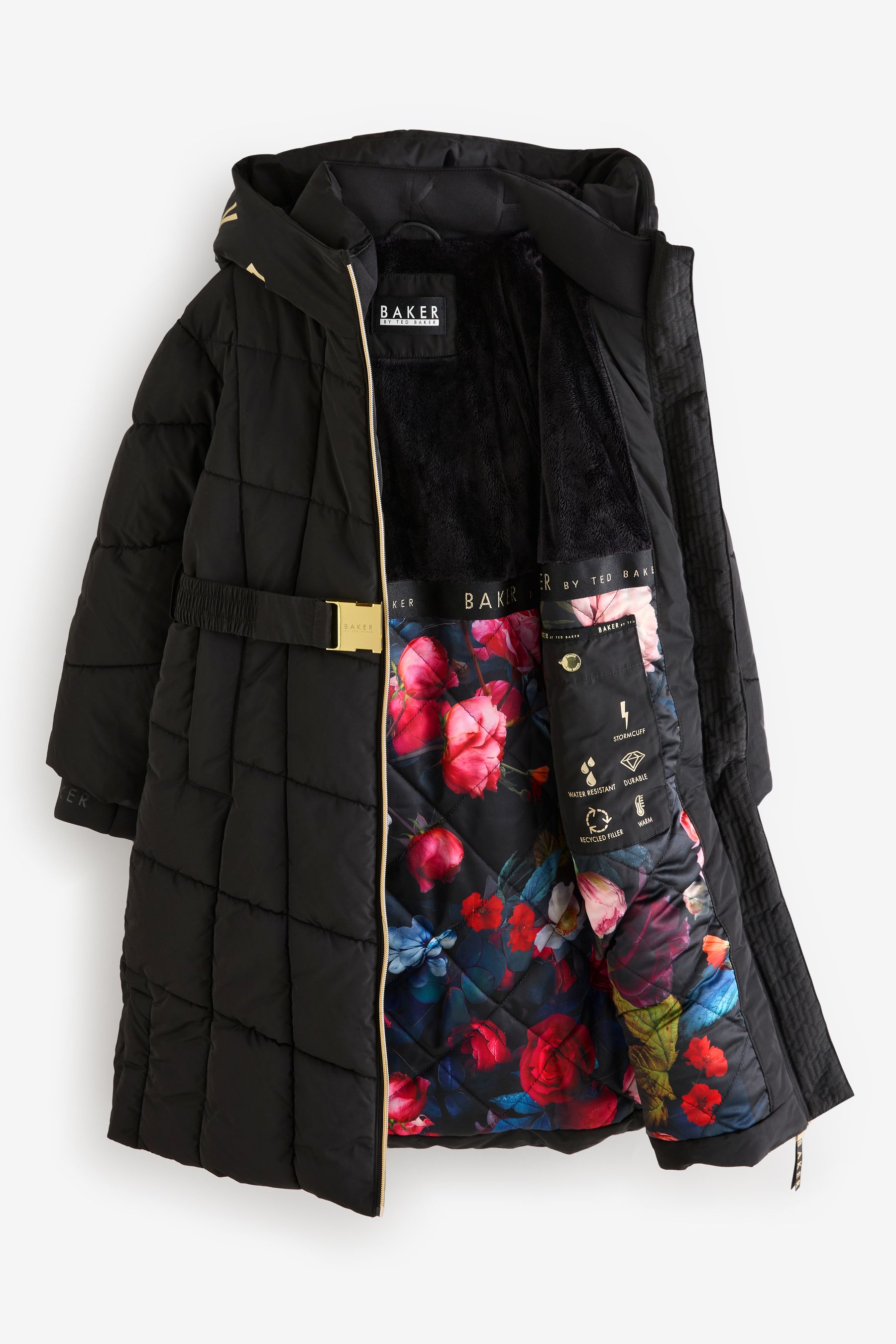 Buy Baker by Ted Baker Shower Resistant Bow Longline Belted Black Coat from Next Canada