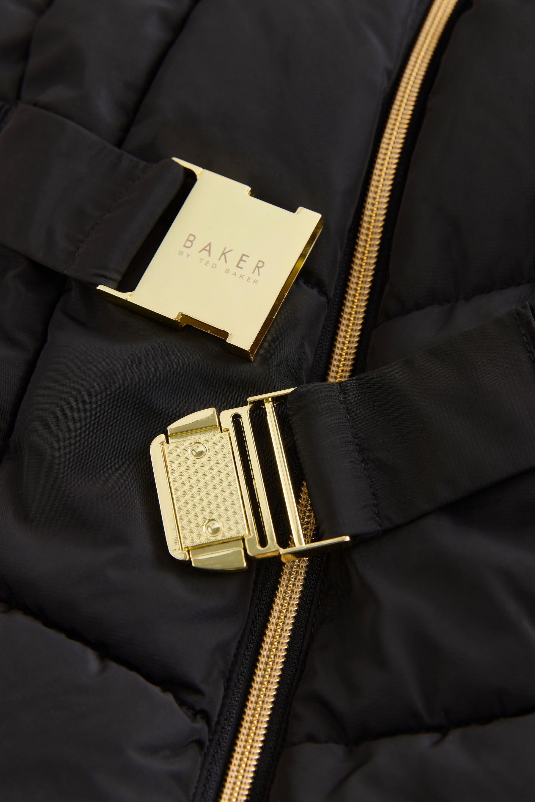 Black longline belted puffer jacket clearance