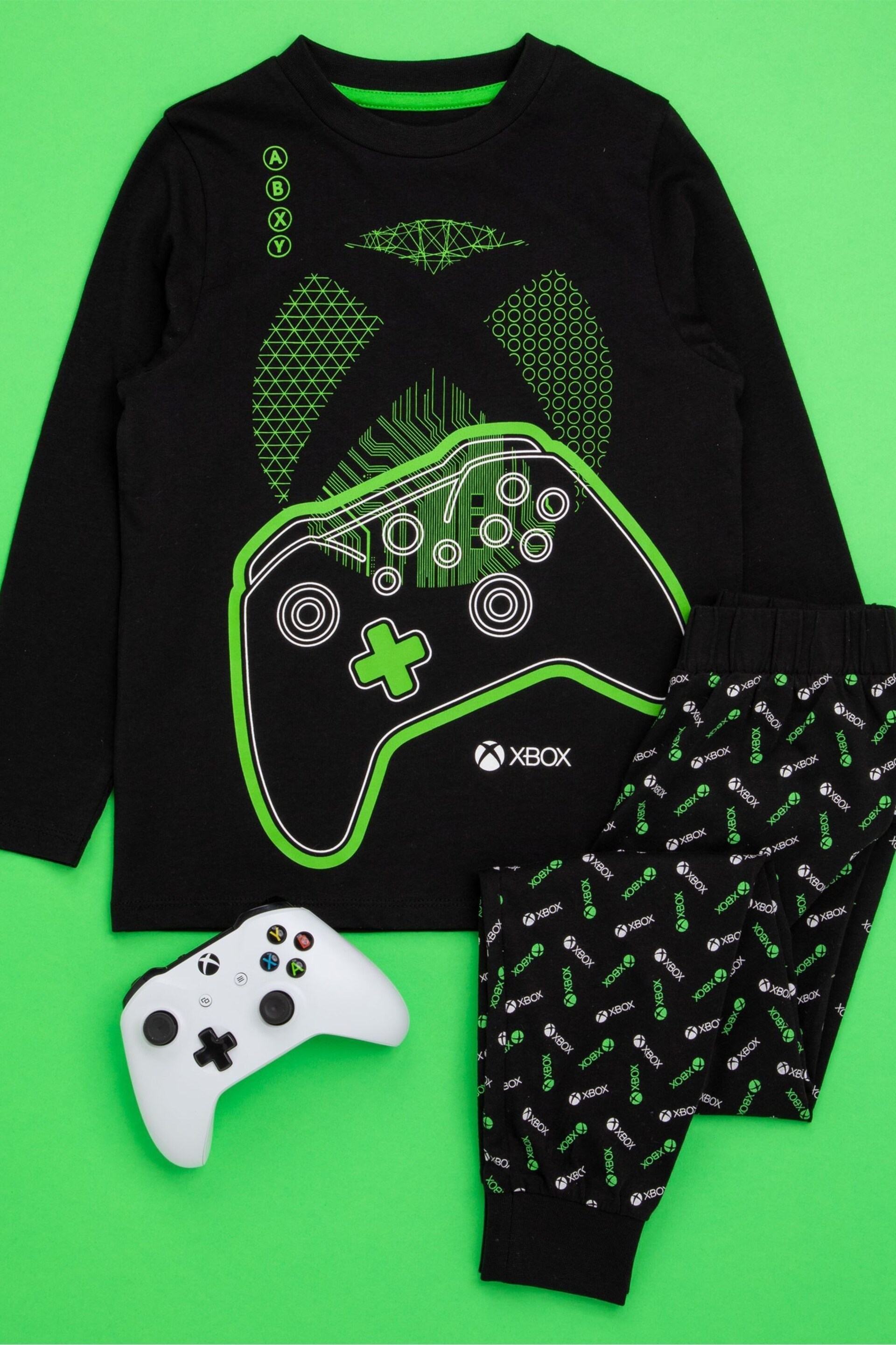 Vanilla Underground Black Xbox Long Leg Kids Pyjama Set - Image 1 of 5