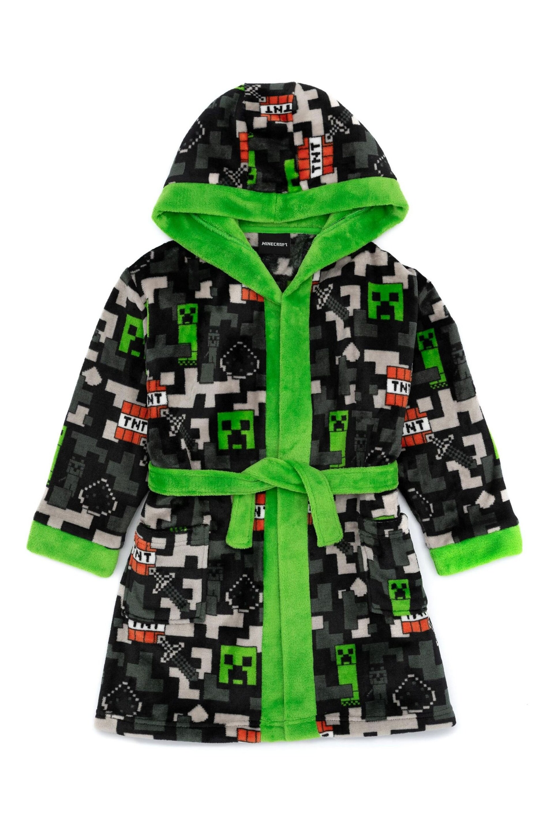 Vanilla Underground Black Minecraft Unisex Kids Fleece Dressing Gown Robe - Image 4 of 7