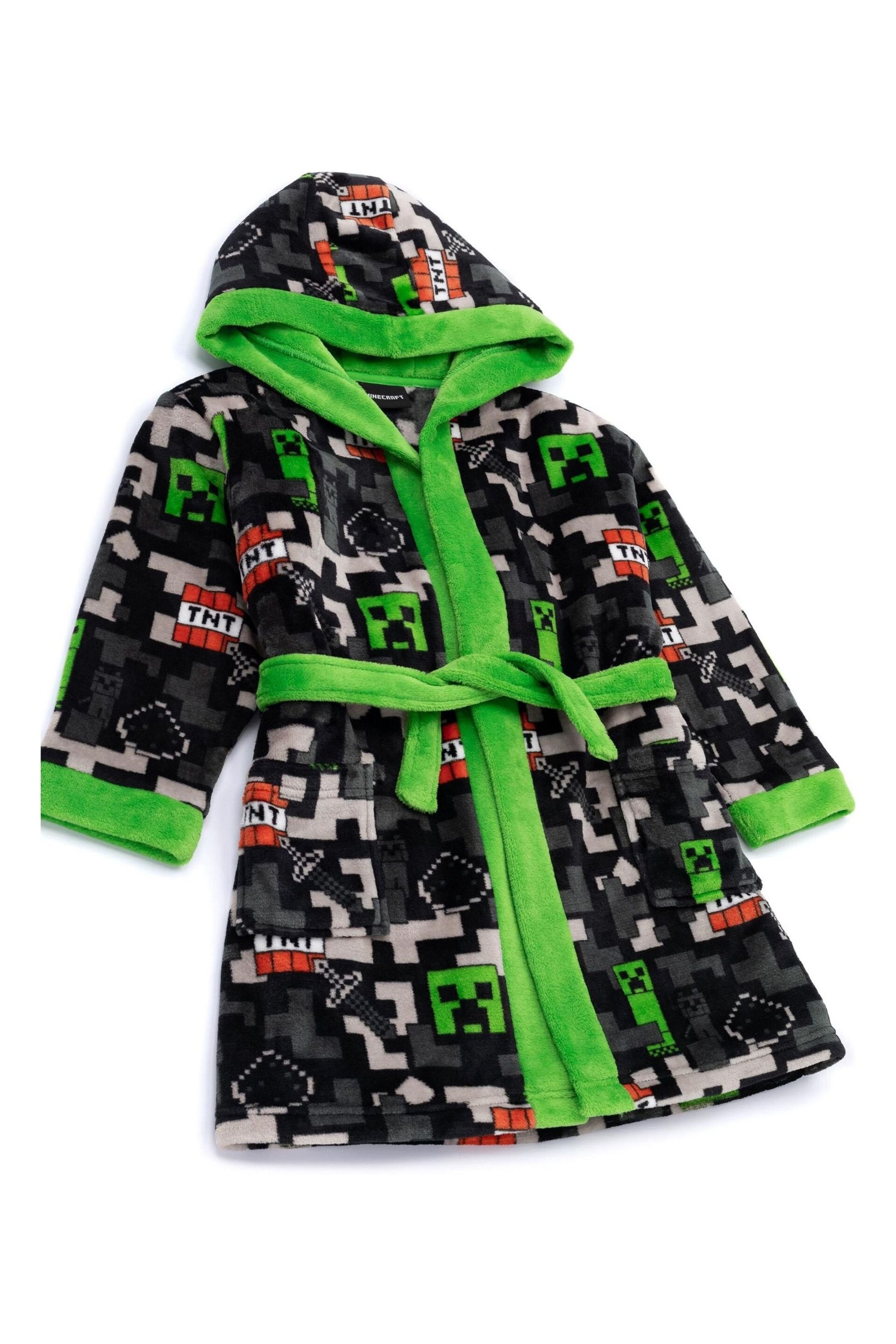 Vanilla Underground Black Minecraft Unisex Kids Fleece Dressing Gown Robe - Image 5 of 7