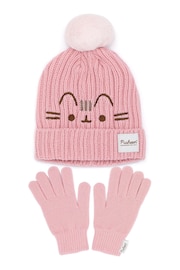 Vanilla Underground Pink Pusheen Ladies Knitted Hat and Flip Mitts Set - Image 1 of 4