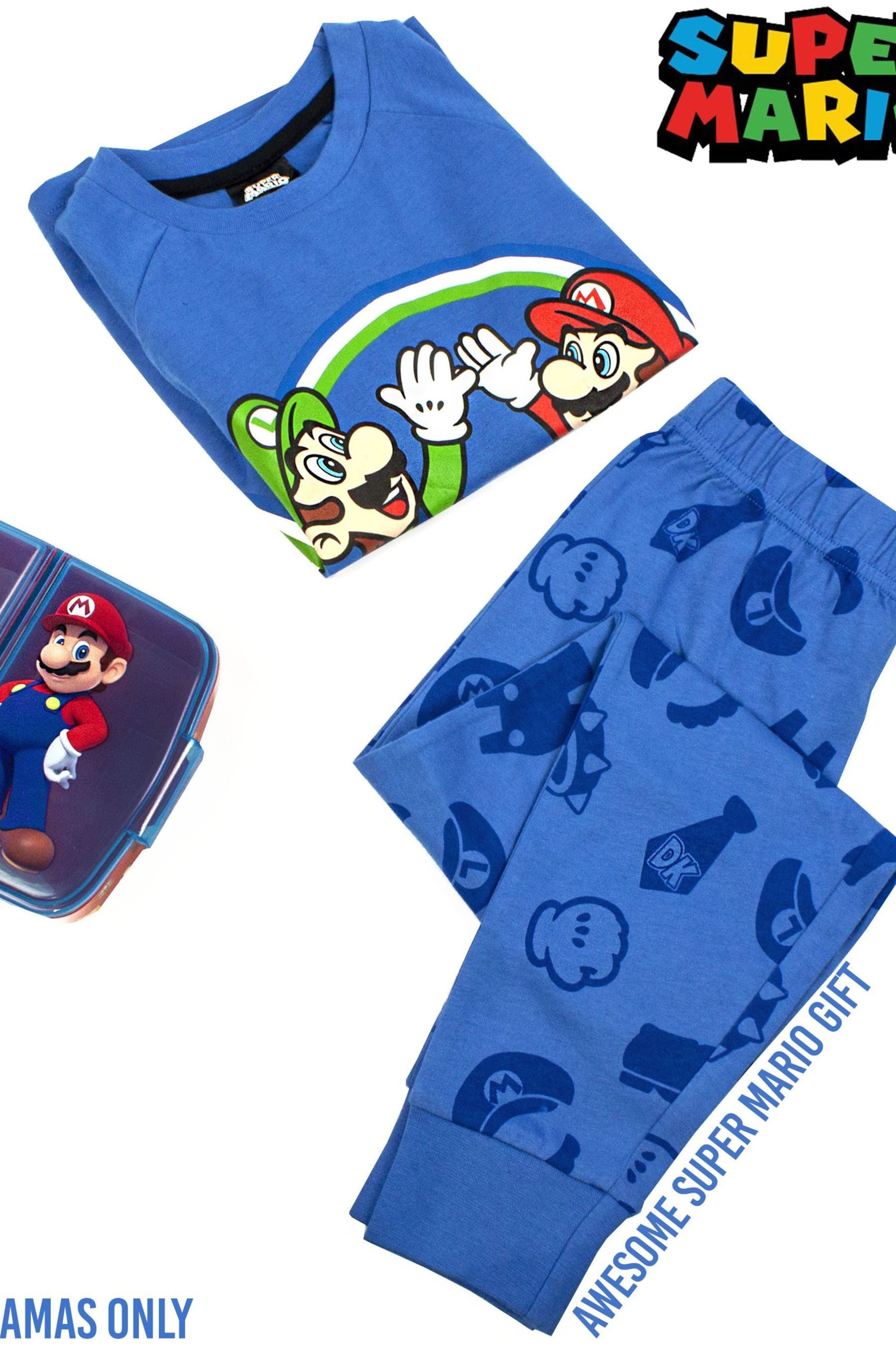 Vanilla Underground Blue Super Mario Long Leg Kids Pyjama Set - Image 3 of 6