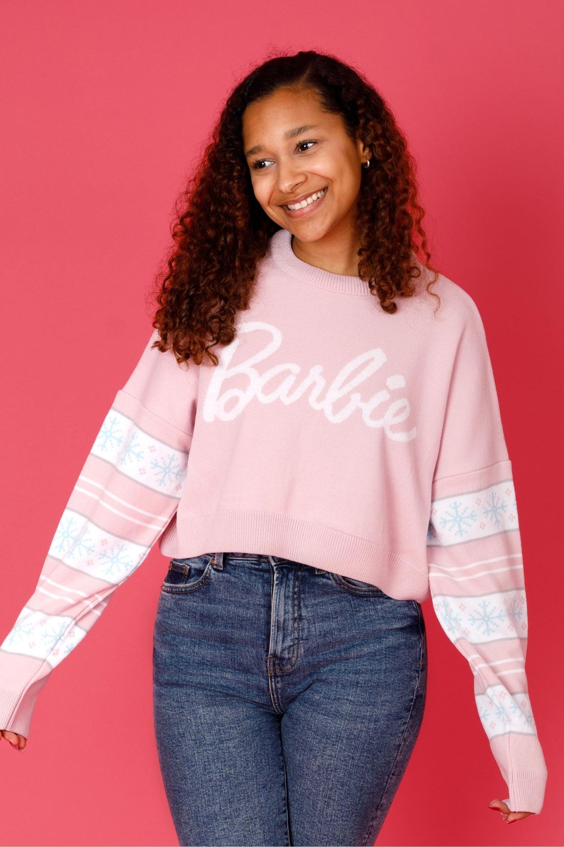Buy Vanilla Underground Pink Barbie Ladies Xmas Jumper from Next Bahrain