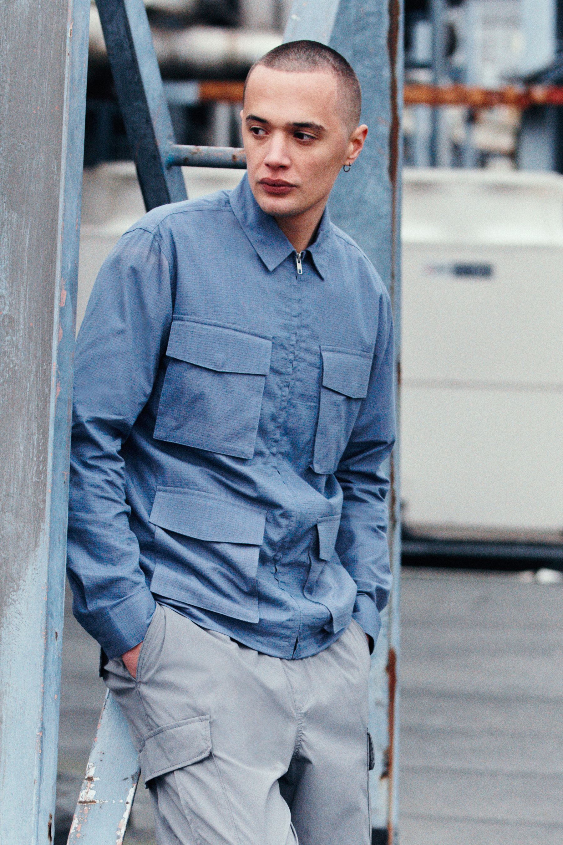 Mens navy overshirt jacket top