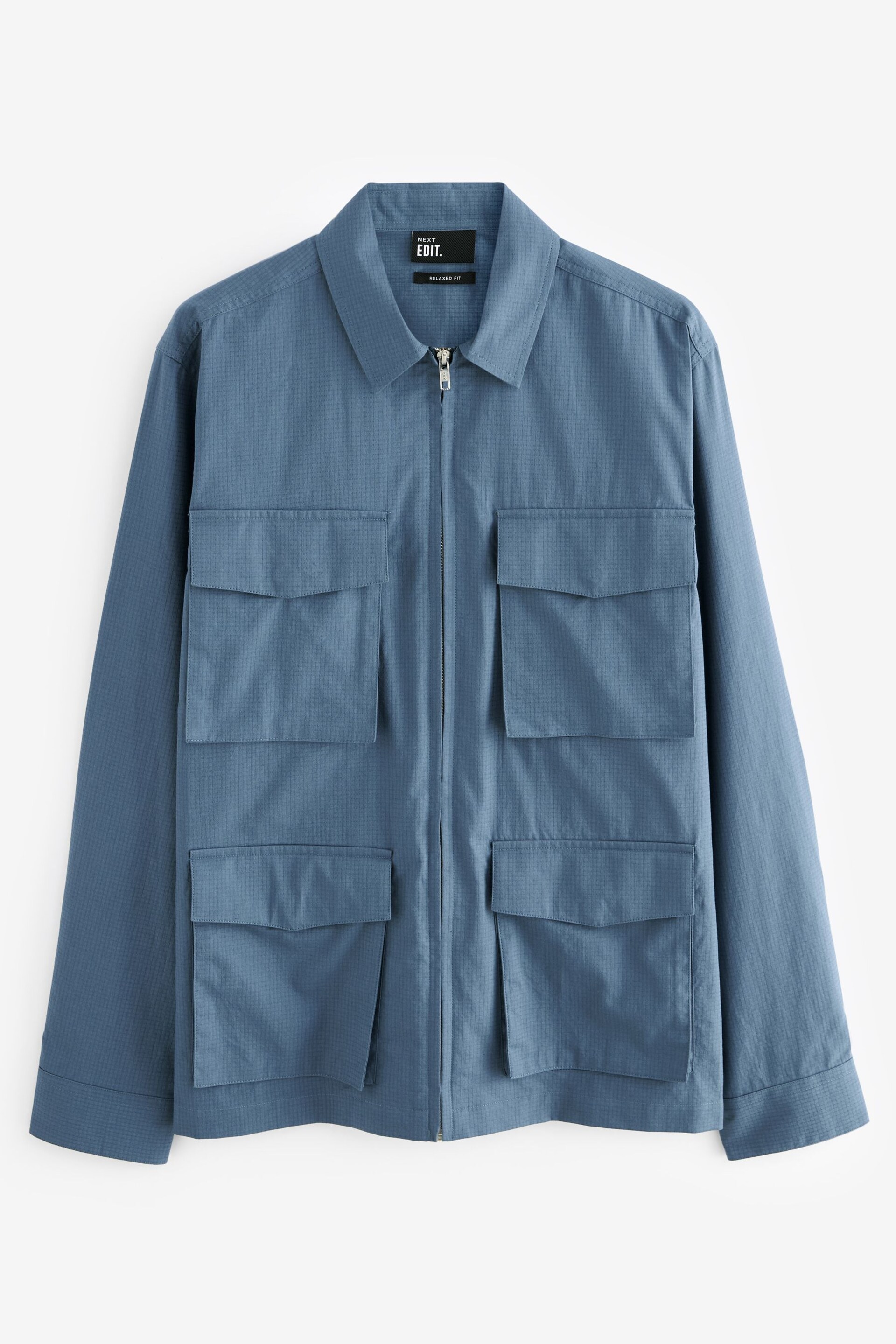 Navy Blue EDIT Zip Through Shacket Overshirt - Image 5 of 10