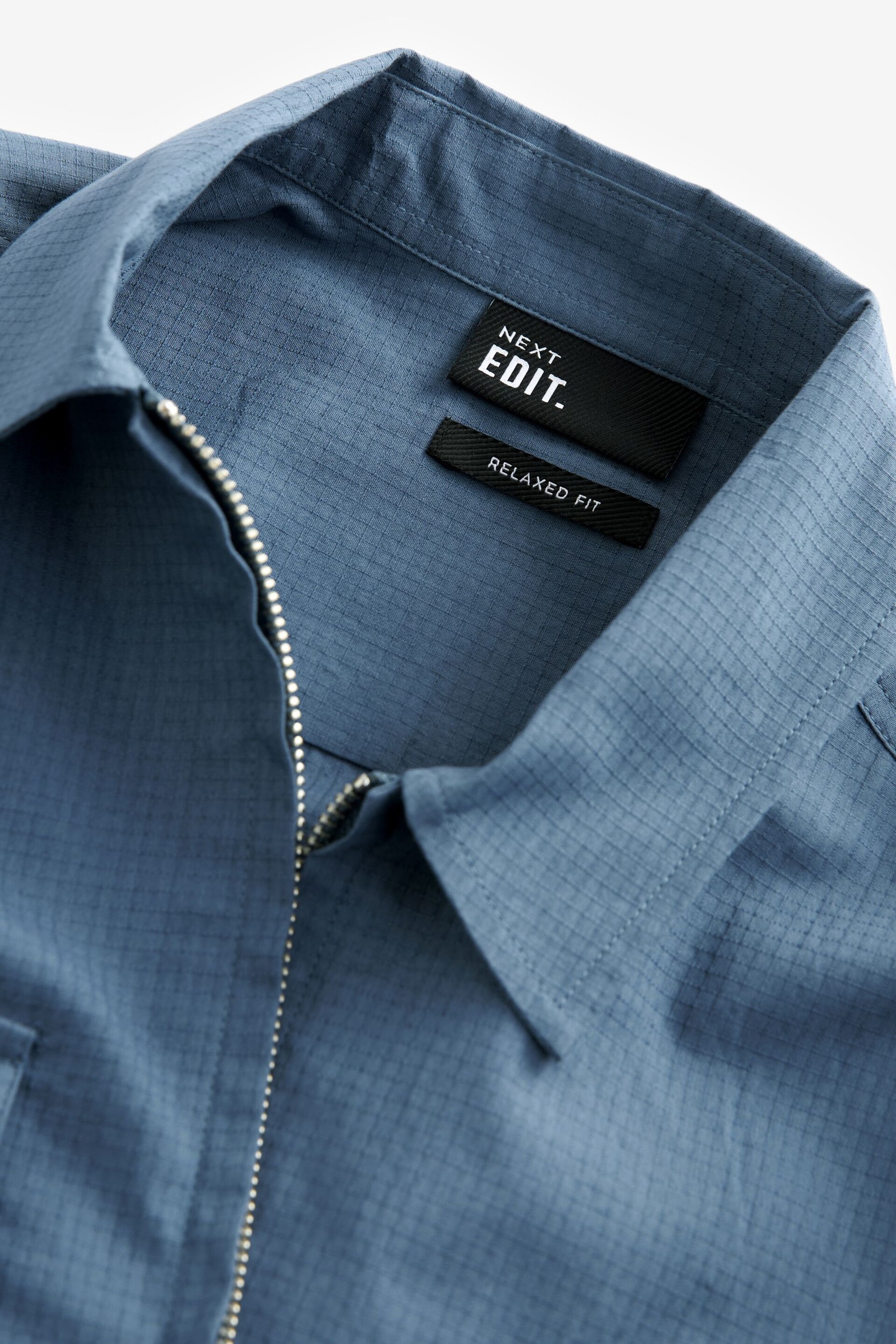 Navy Blue EDIT Zip Through Shacket Overshirt - Image 7 of 10
