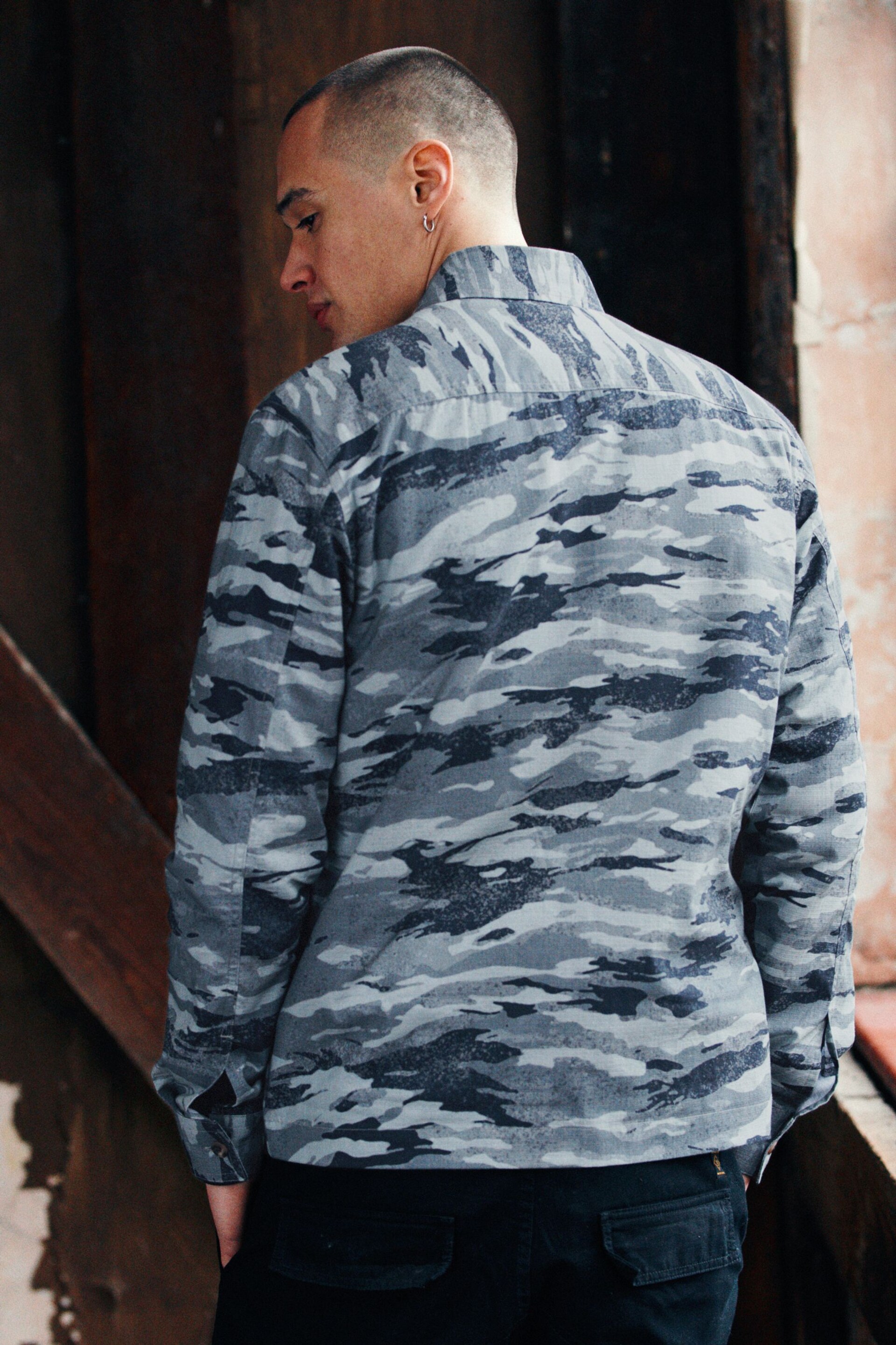 Green Camo EDIT Zip Through Shacket Overshirt - Image 3 of 11