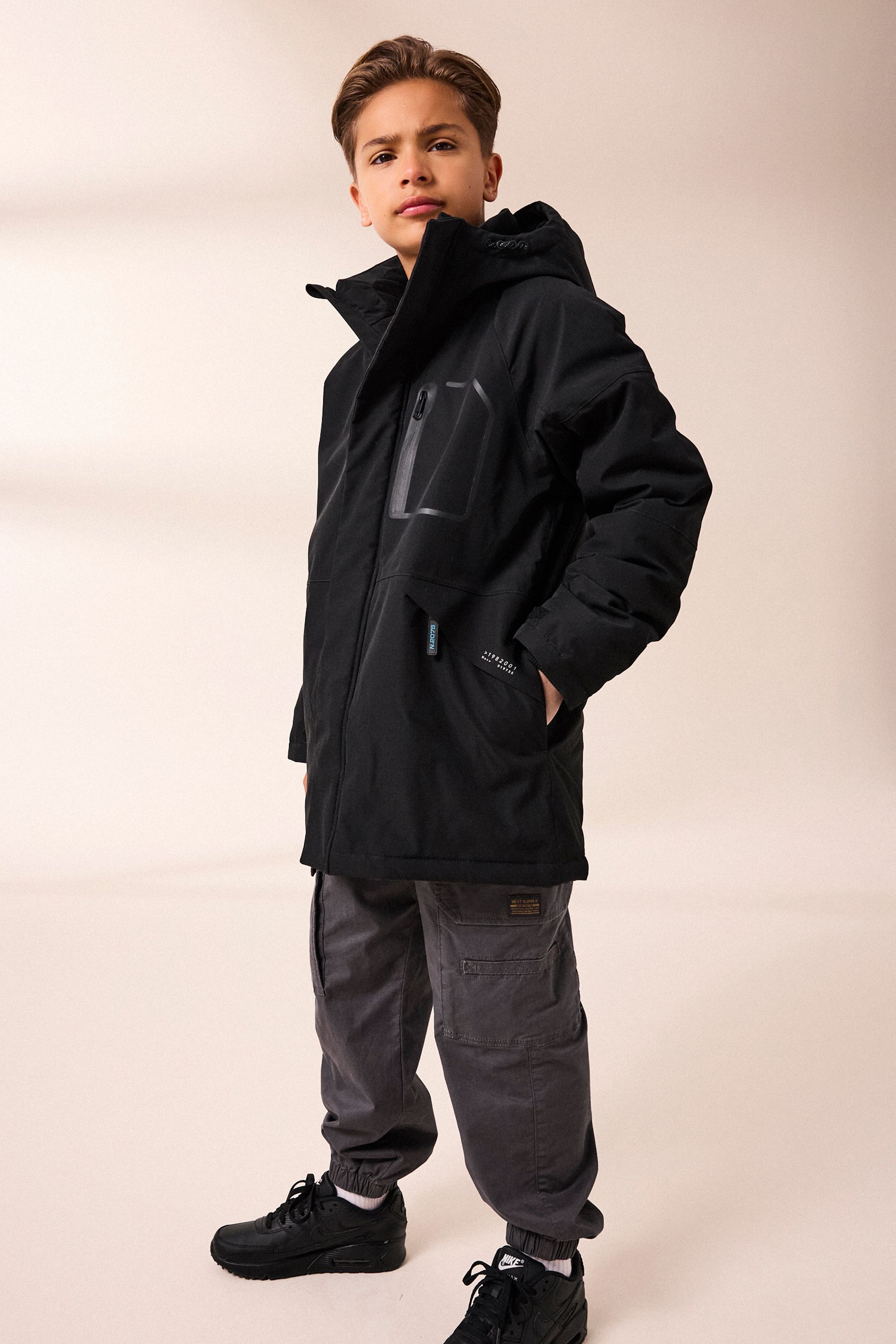 Buy Black Heavyweight Waterproof Jacket 3 16yrs from Next Luxembourg
