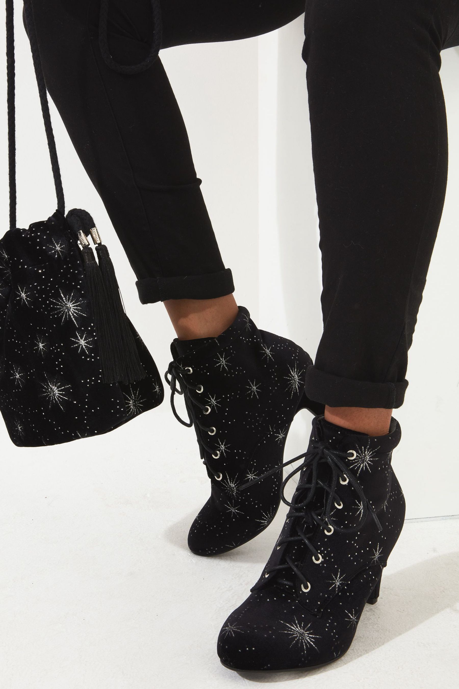 Buy Joe Browns Black Night Star Velvet Boots from Next Luxembourg