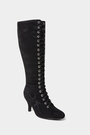 Joe Browns Black Layla Lace-Up Embroidered Boots - Image 2 of 5