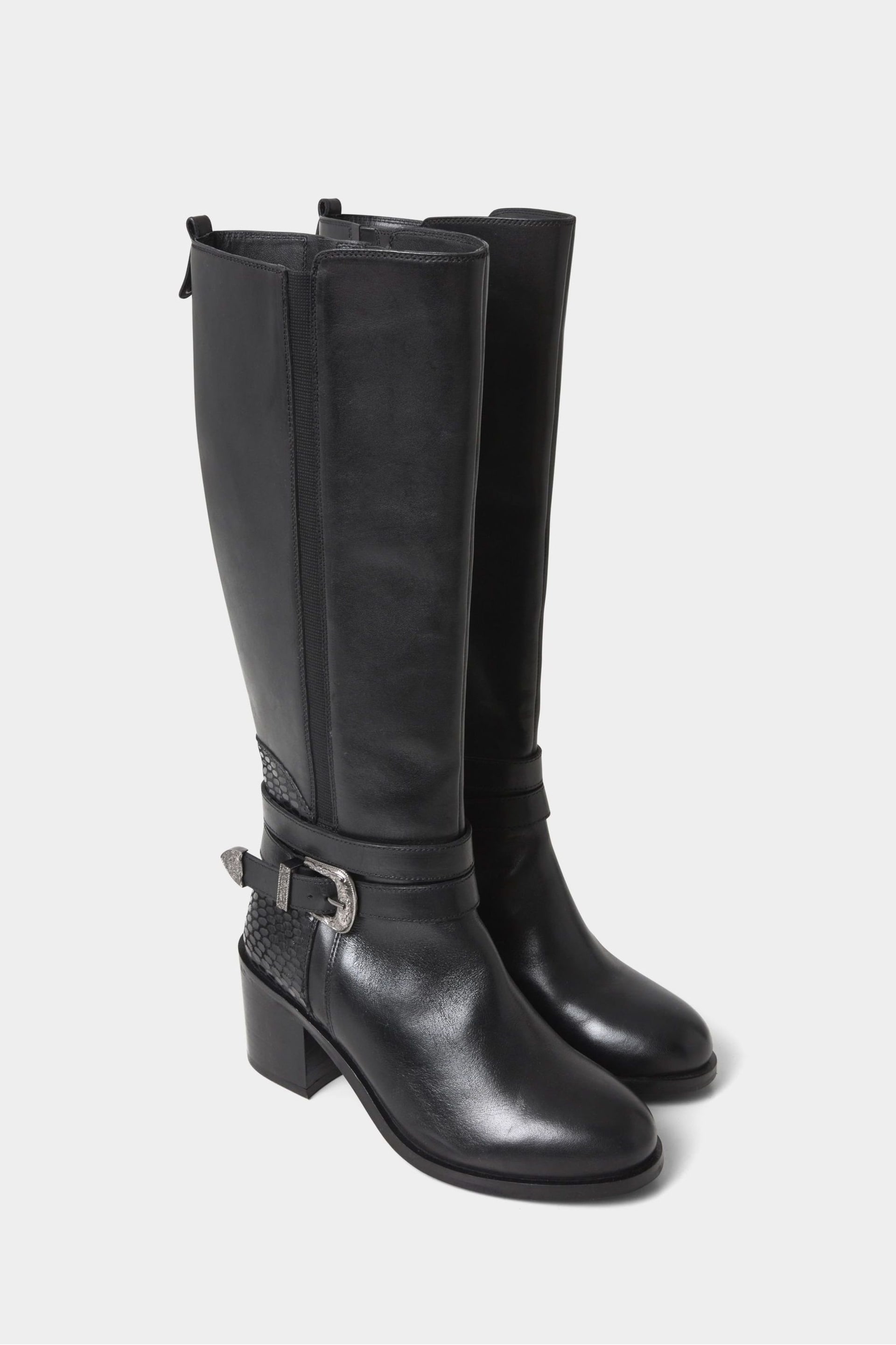 Joe Browns Black Gigi Premium Leather Rider Boots - Image 3 of 5