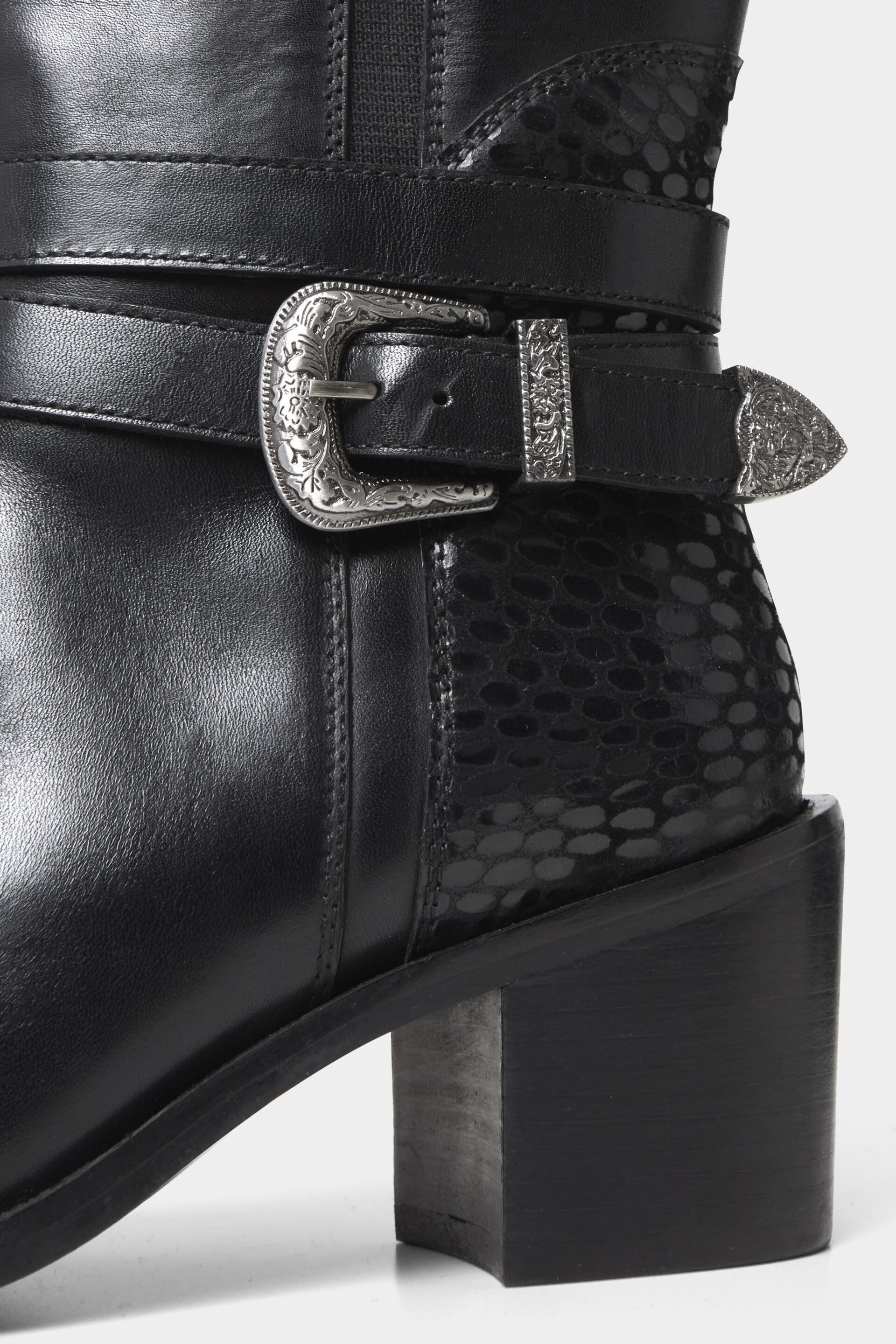 Joe Browns Black Gigi Premium Leather Rider Boots - Image 4 of 5