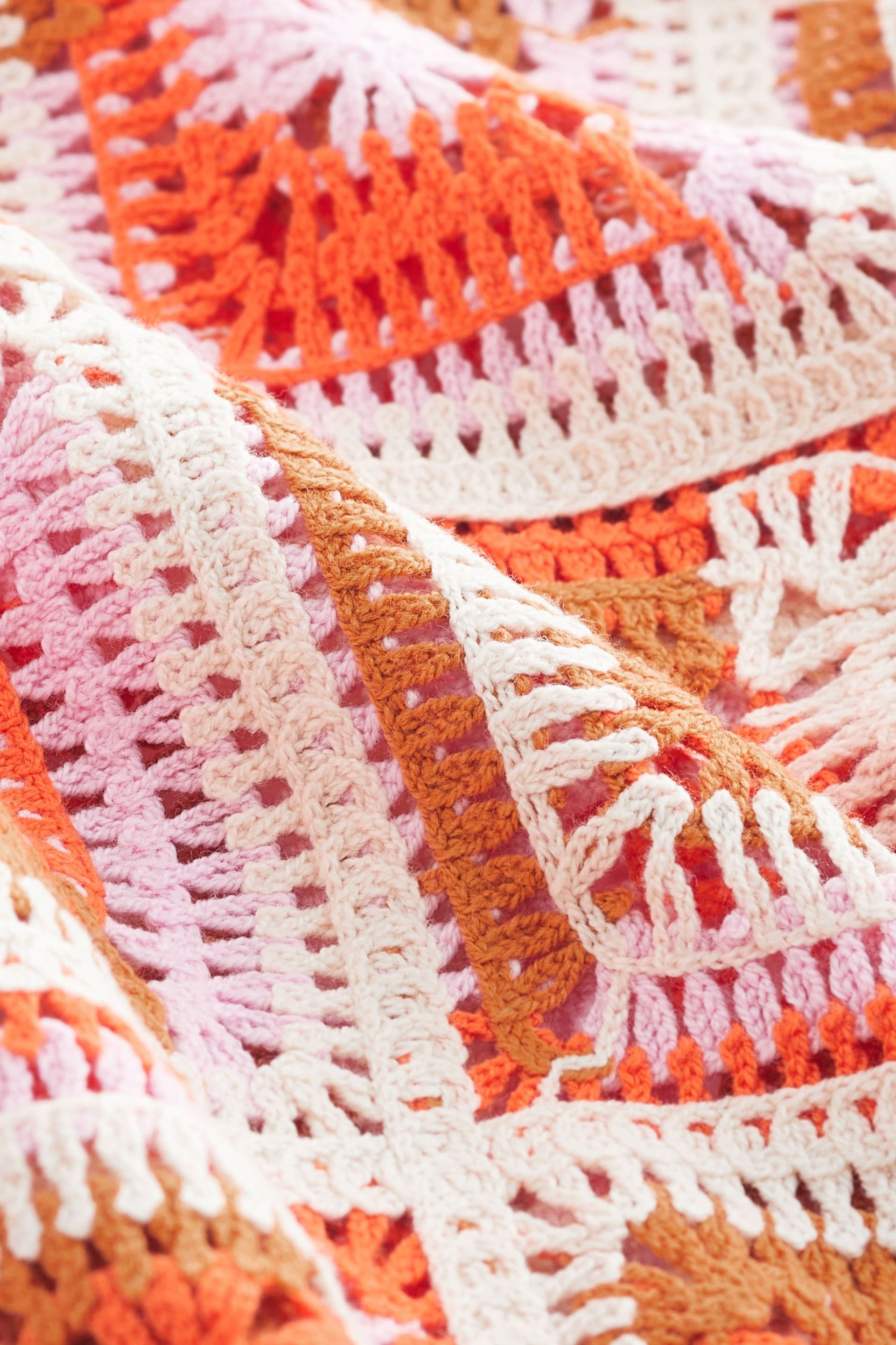 Orange Long Sleeve Square Crochet Knitted Jumper - Image 6 of 6
