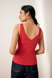 Red Sleeveless Rib Vest - Image 3 of 6