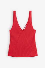 Red Sleeveless Rib Vest - Image 5 of 6