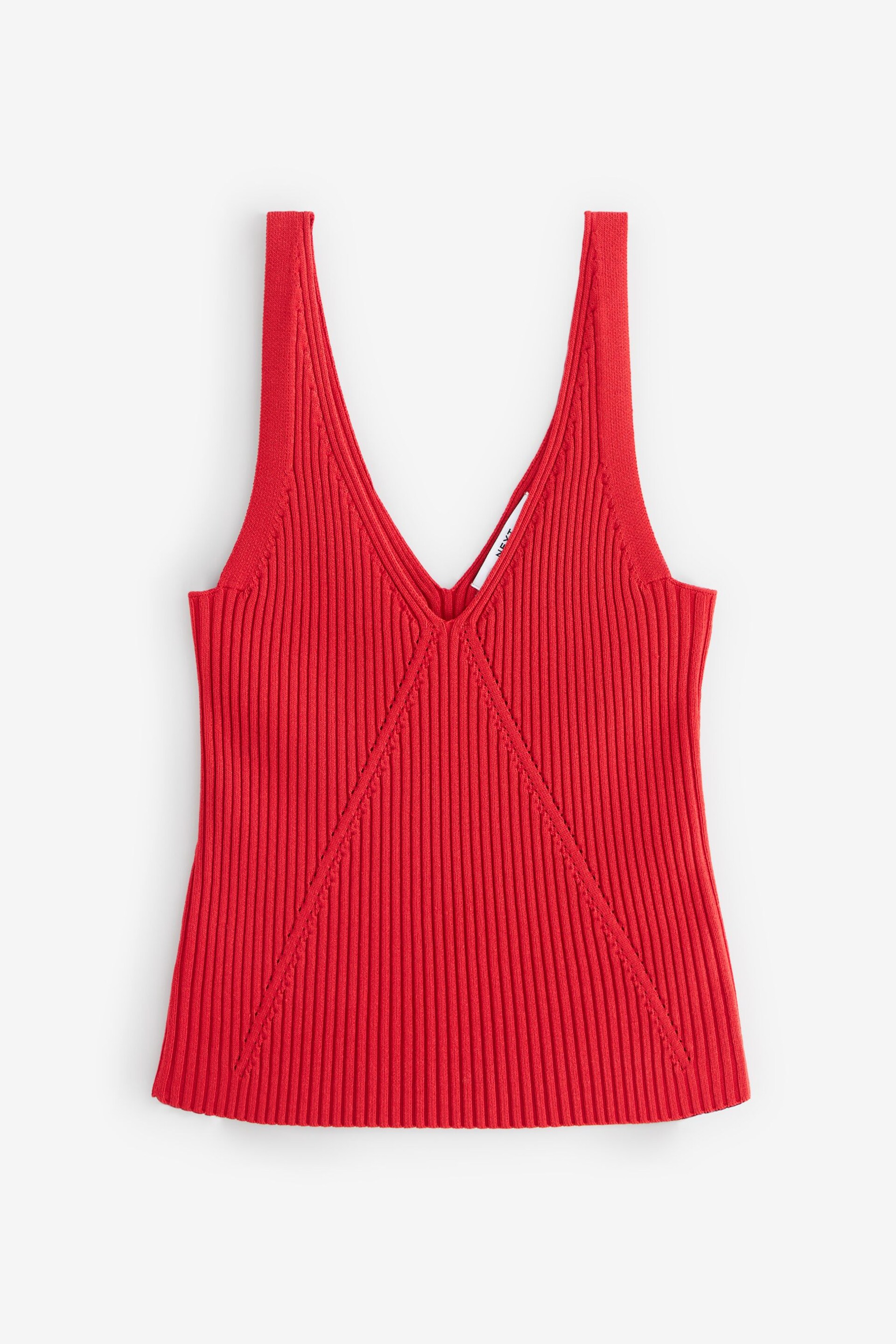 Red Sleeveless Rib Vest - Image 5 of 6