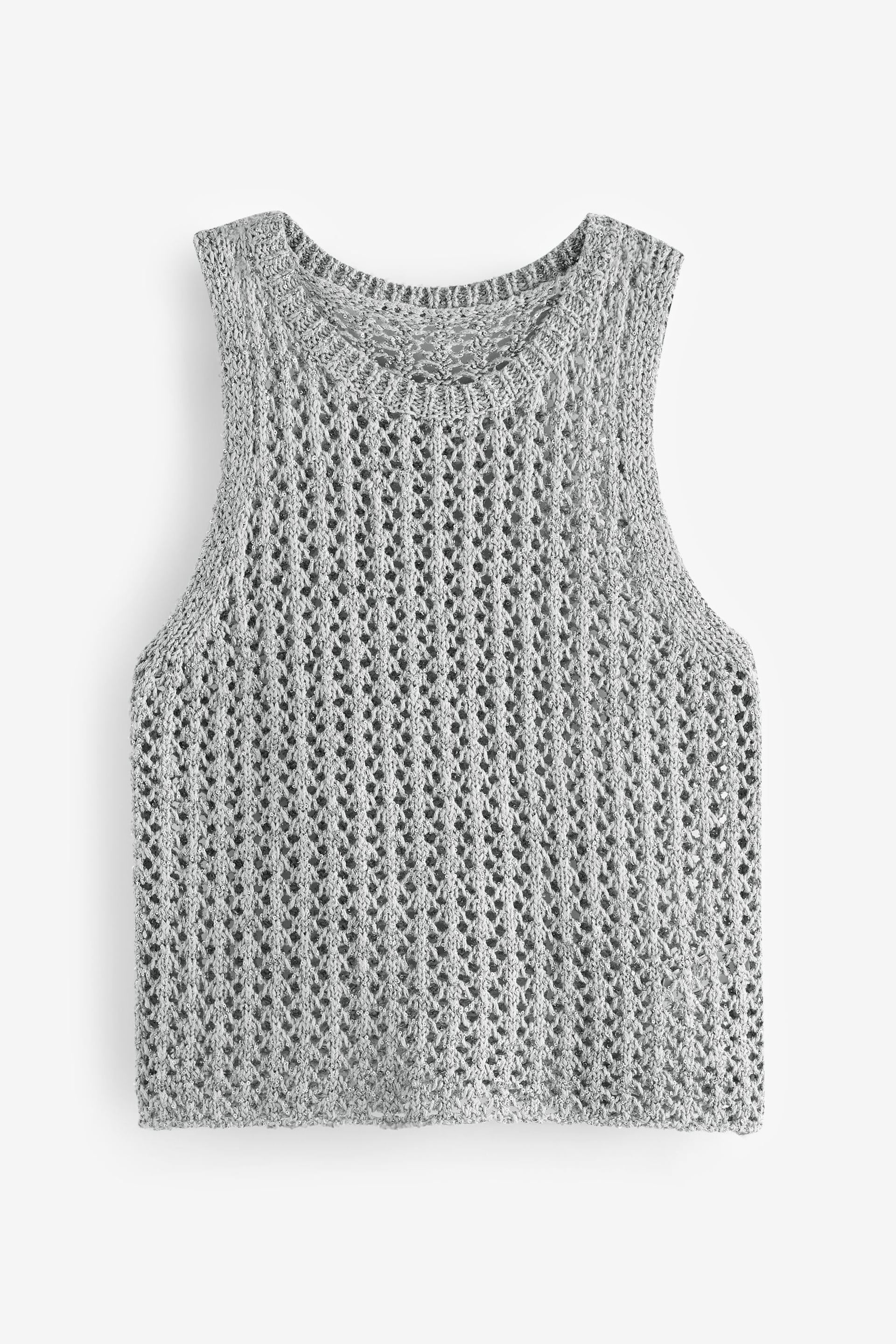 Grey Knitted Sequin Tank - Image 6 of 7