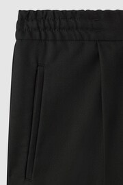 Reiss Black Brighton Relaxed Drawstring Trousers with Turn-Ups - Image 5 of 6