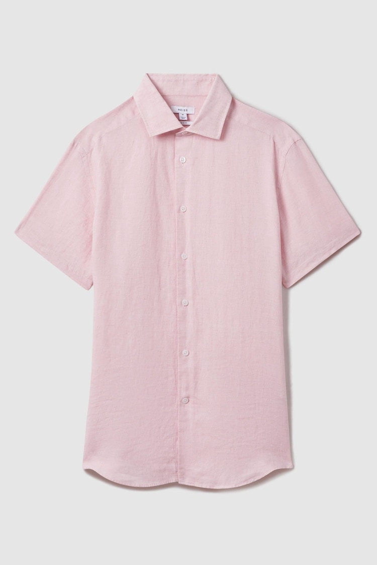 Reiss Flamingo Holiday Slim Fit 100% Linen Shirt - Image 2 of 5