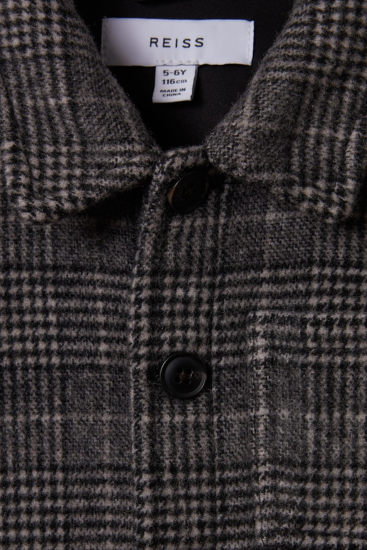 Reiss Charcoal Covert Senior Check Button-Through Overshirt - Image 6 of 6