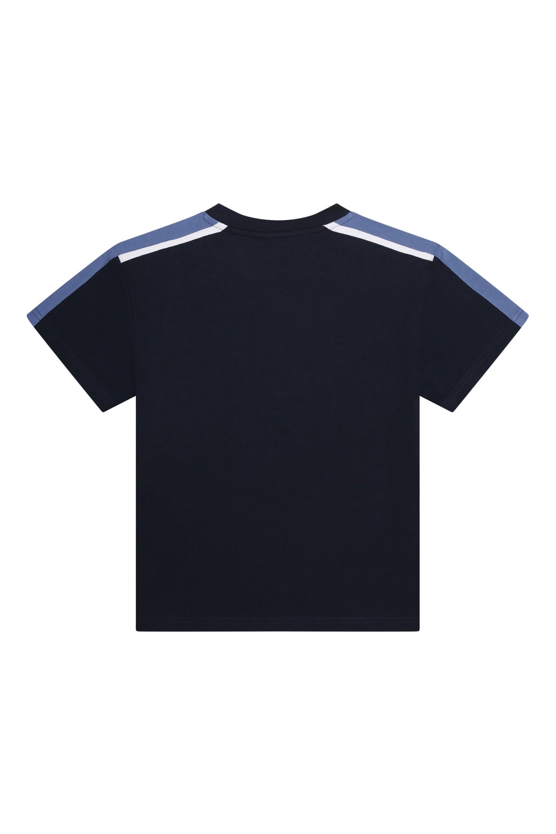 BOSS Blue Short Sleeved Colourblock Logo T-Shirt - Image 2 of 3