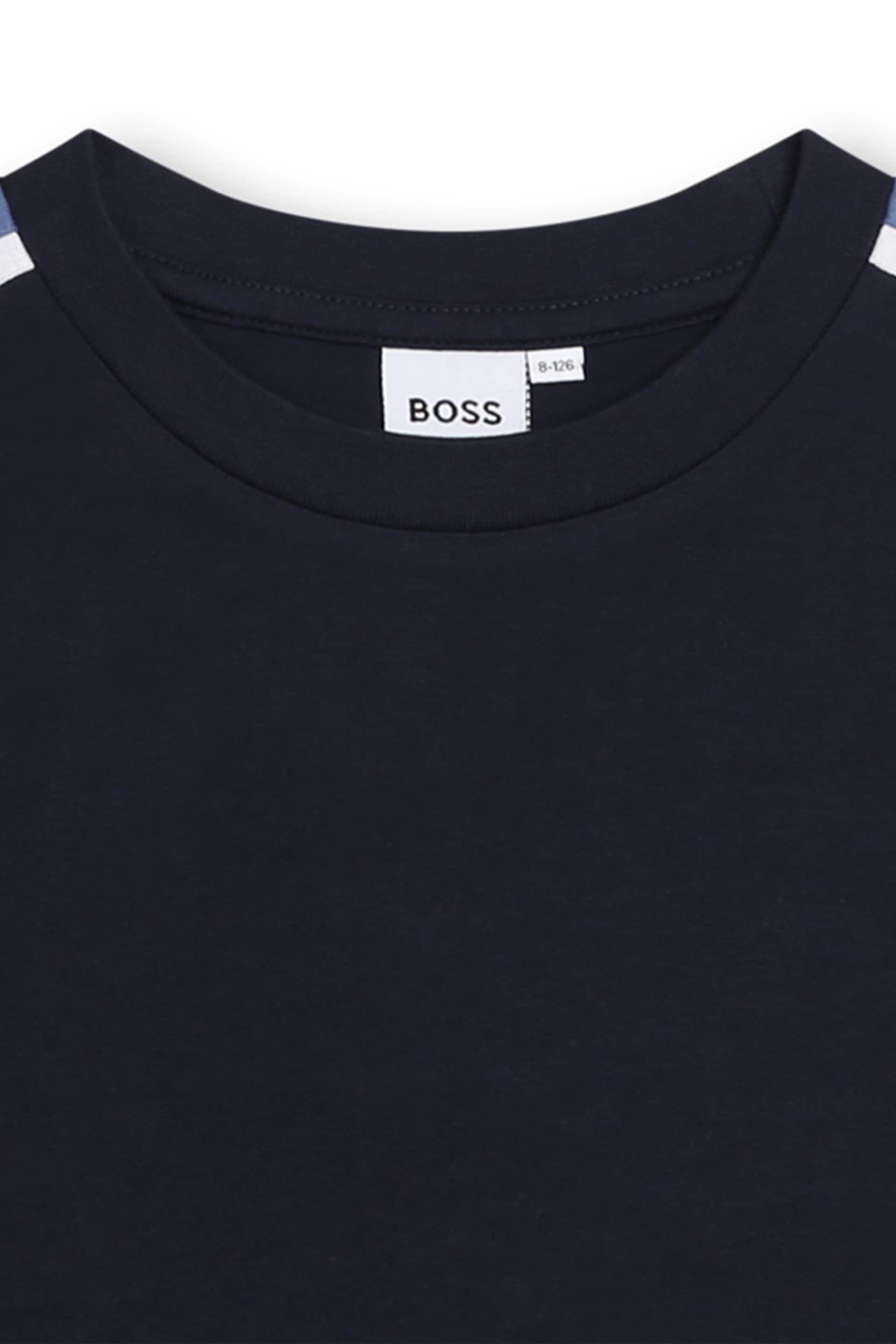 BOSS Blue Short Sleeved Colourblock Logo T-Shirt - Image 3 of 3