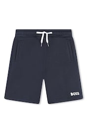 BOSS Navy Blue Logo Jersey Shorts - Image 2 of 3